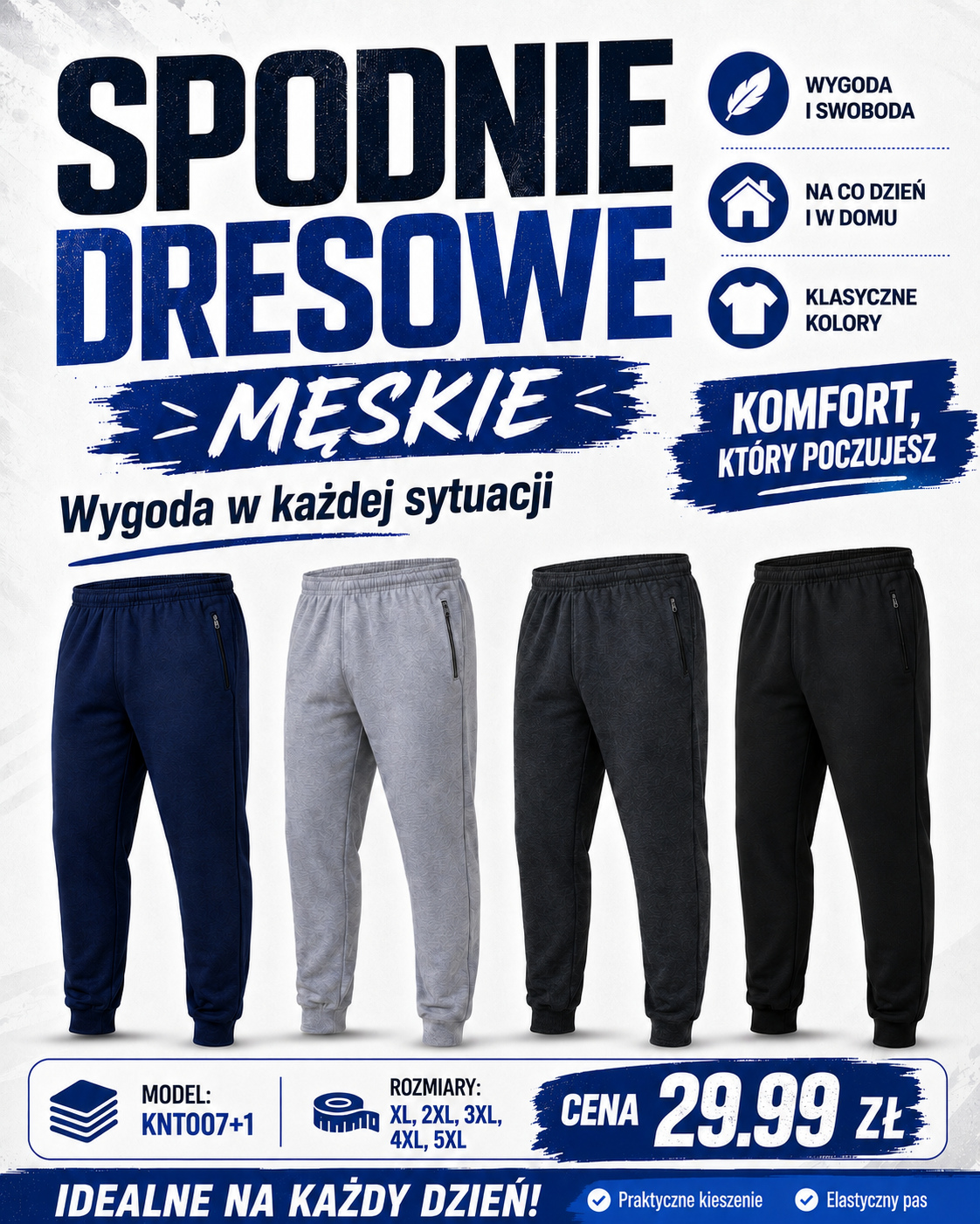 Spodnie Dresowe Męskie KNT007+1