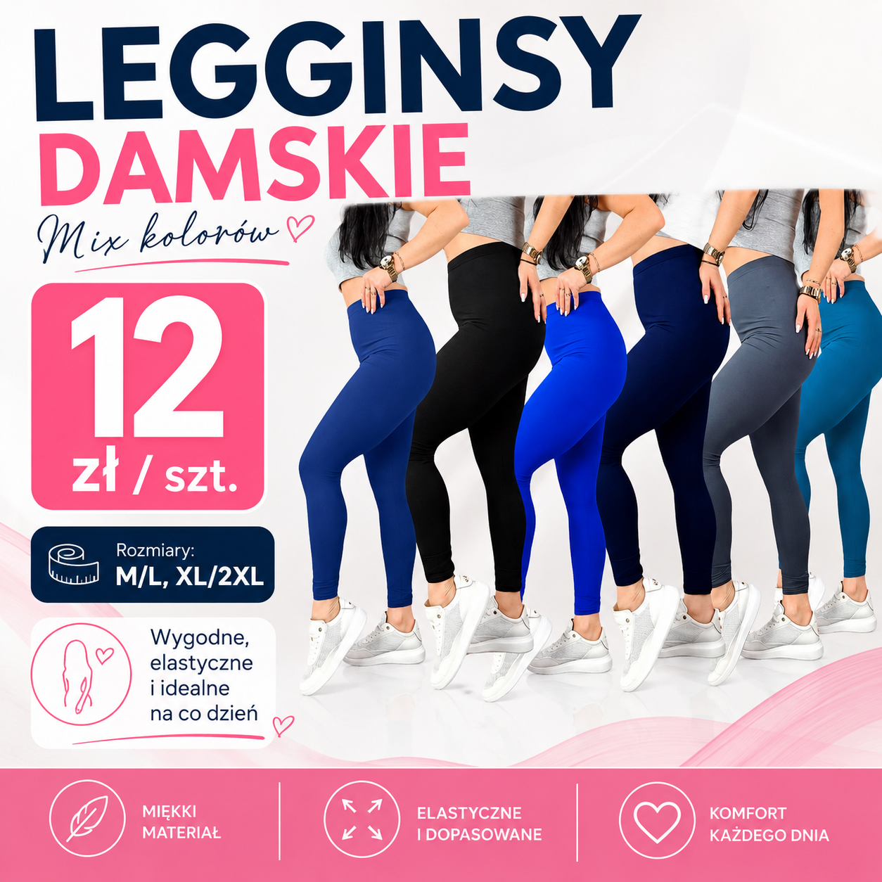 Legginsy Damskie Mix Kolorów
