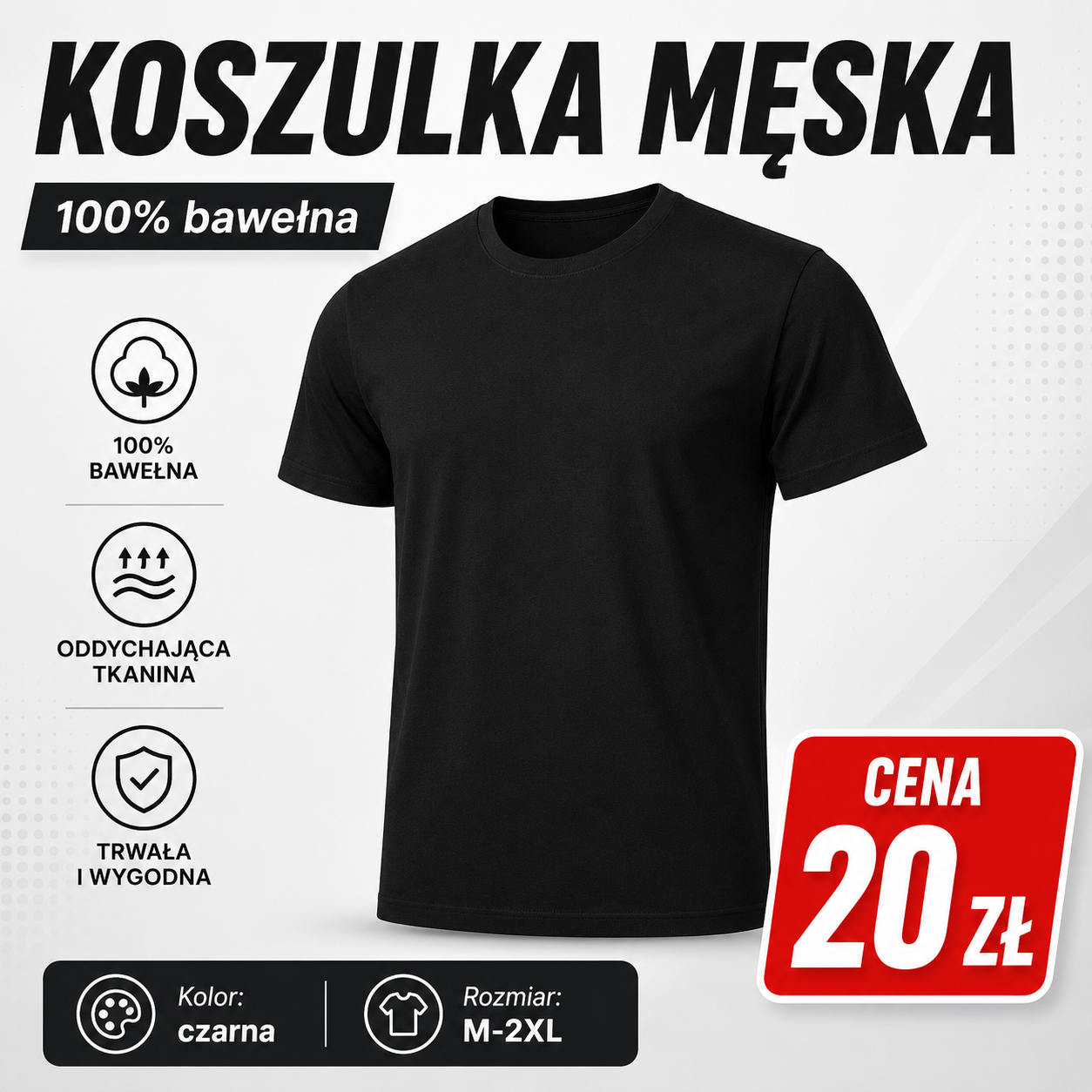 Koszulka Męska 100% Bawełna