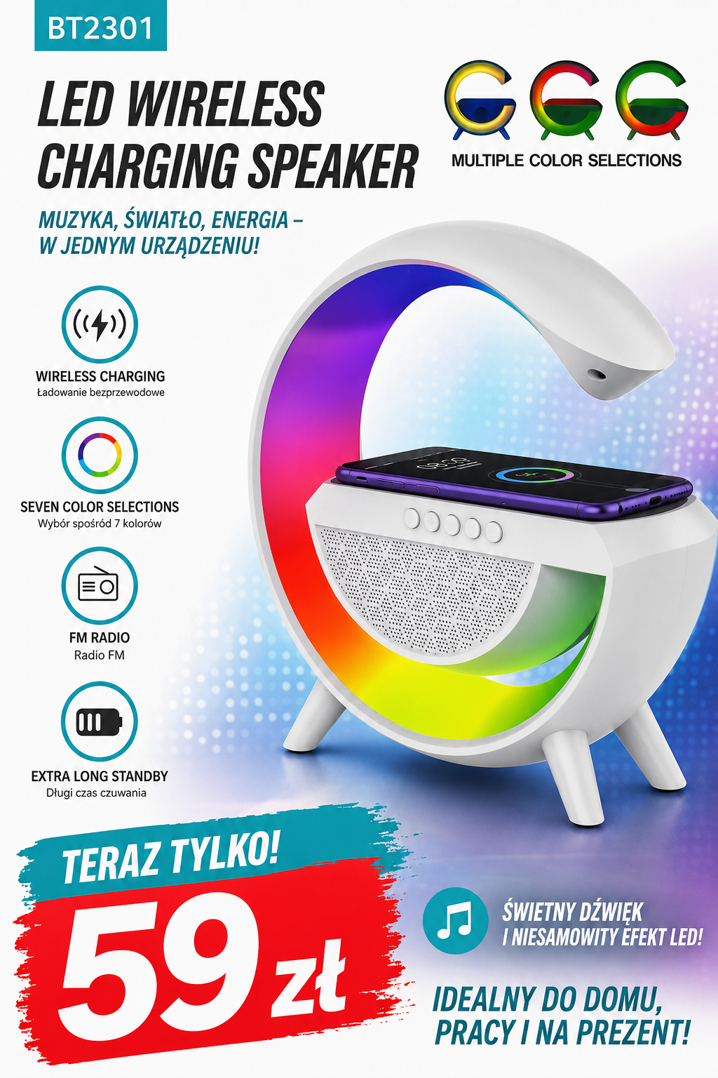 LED Wireless Charging Speaker BT2301