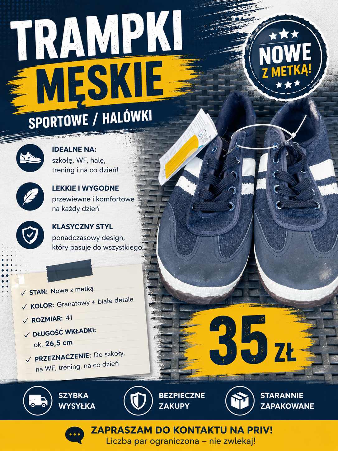 Trampki Męskie Sportowe / Halówki