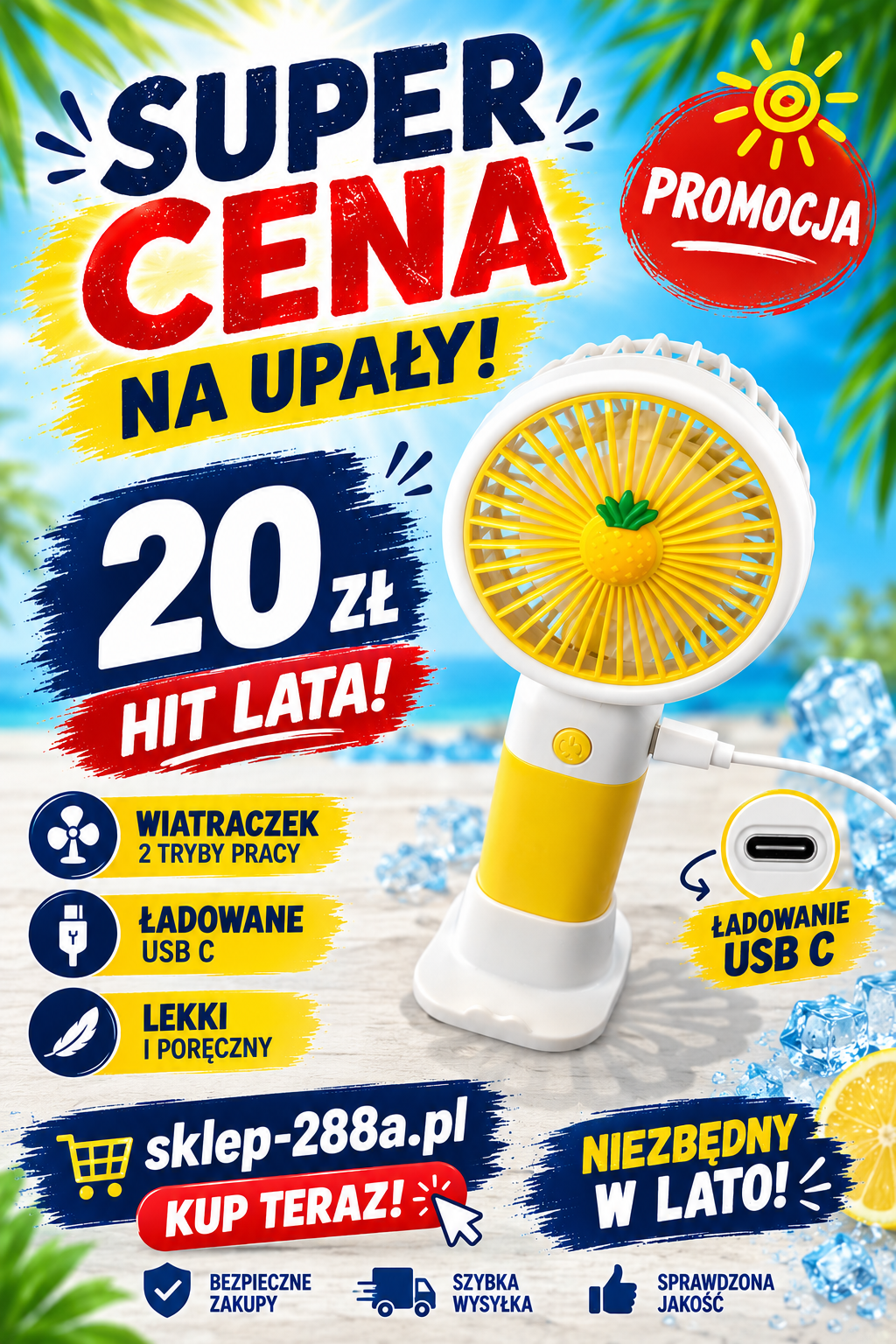 Wiatraczek USB-C Mini – Hit Lata – Super Cena 20zł