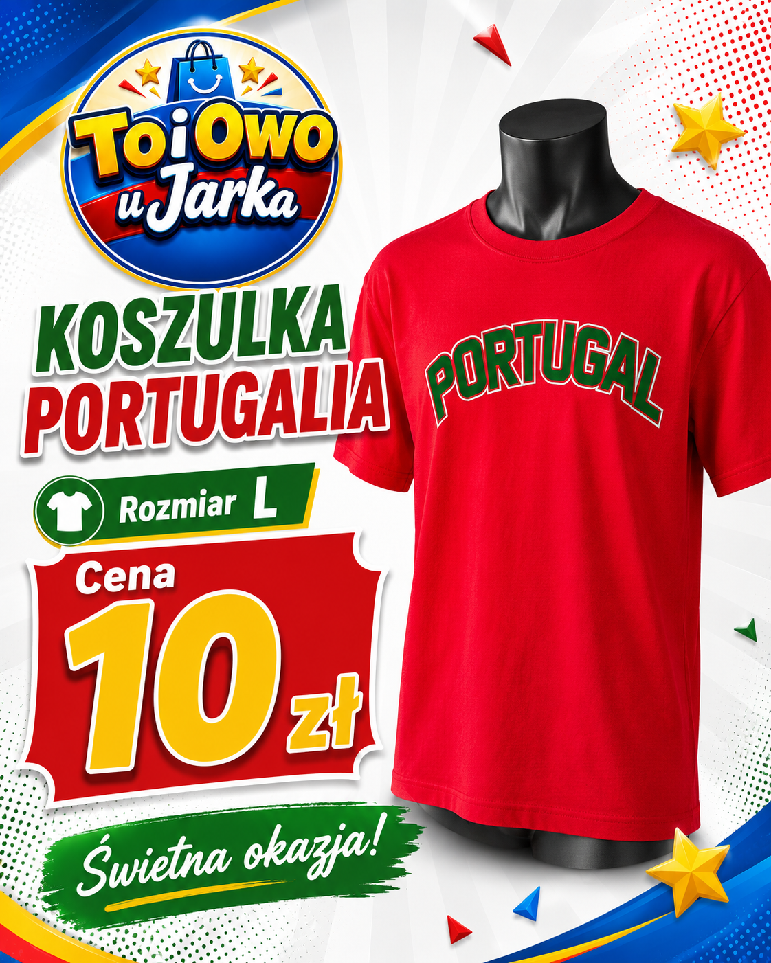 Koszulka męska Portugal czerwona rozmiar L