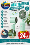 Wentylator kieszonkowy ładowany USB 3 tryby prędkości