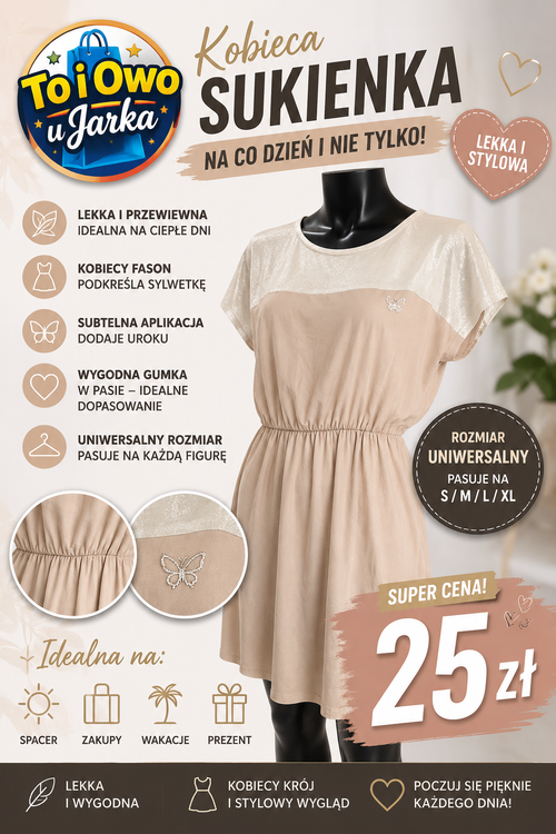 Kobieca sukienka na co dzień lekka i stylowa rozmiar S-XL